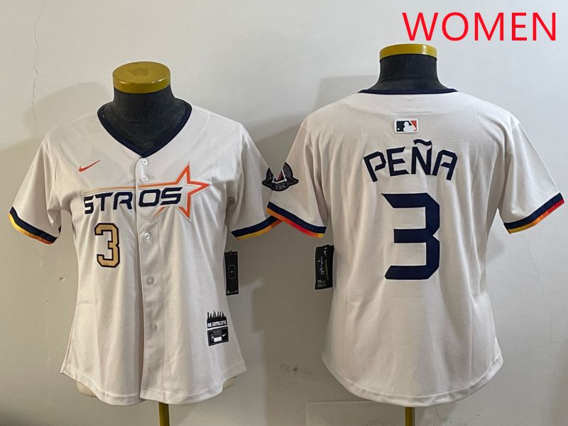 Women Houston Astros 3 Pena Cream Three generations Joint Name 2025 Nike MLB Jersey style 12